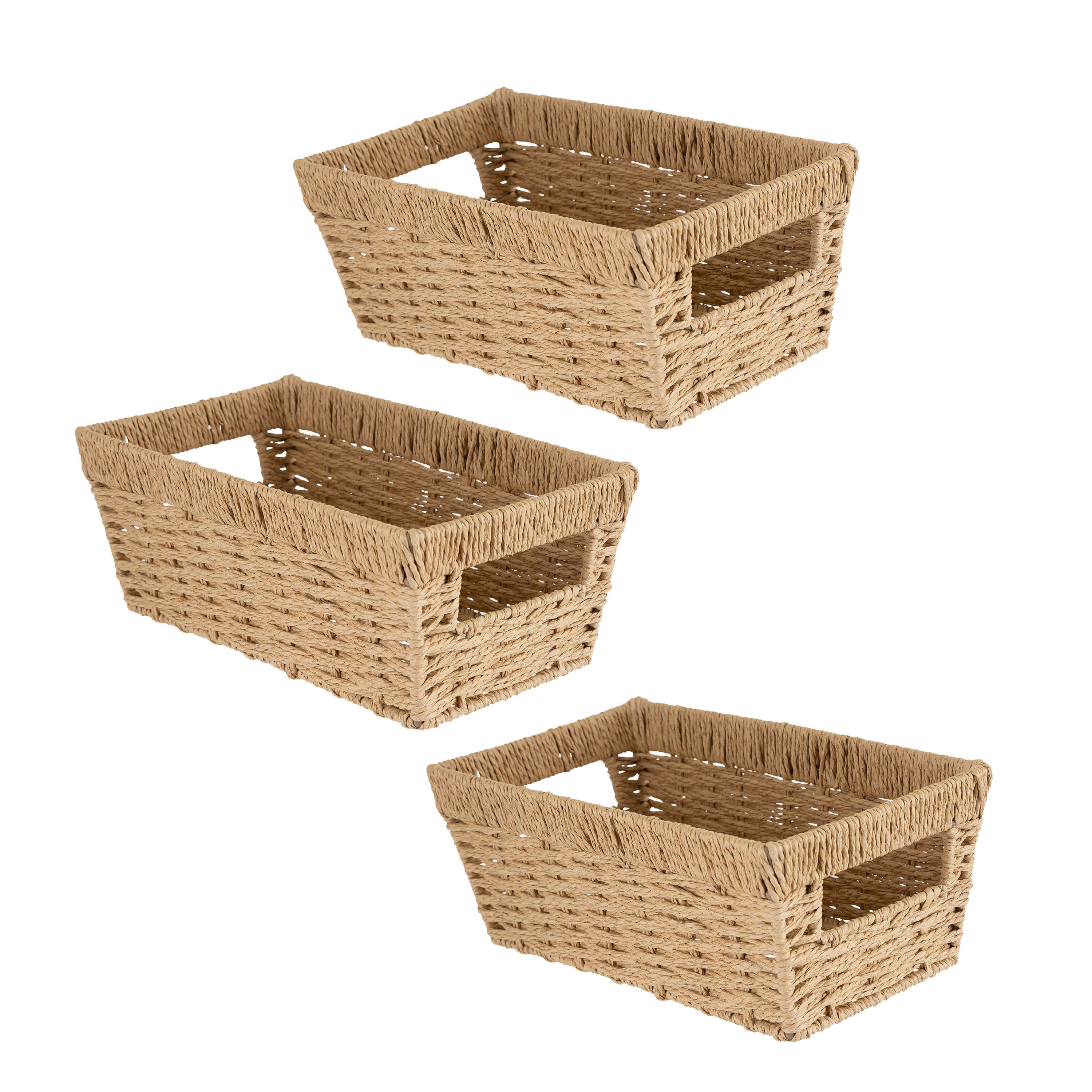 Simplify 3 Pack Dutch Weave Paper Rope Small Shelf Storage Basket