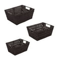 thumbnail image 1 of Simplify 3 Pack Multi Sized Set Rattan Storage Basket Tote in Chocolate Brown, 1 of 8