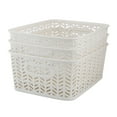 thumbnail image 1 of Simplify 3 Pack Small Herringbone Plastic Storage Basket with Handles in White, 1 of 11