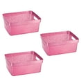 thumbnail image 1 of Simplify 3 Pack Small Plastic Glitter Storage Tote Baskets, Pink, 1 of 5
