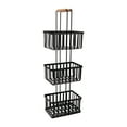 thumbnail image 1 of Simplify 3 Tier Metal Spa Tower Storage Shelf Unit Baskets with Bamboo Handles, Black, 1 of 6