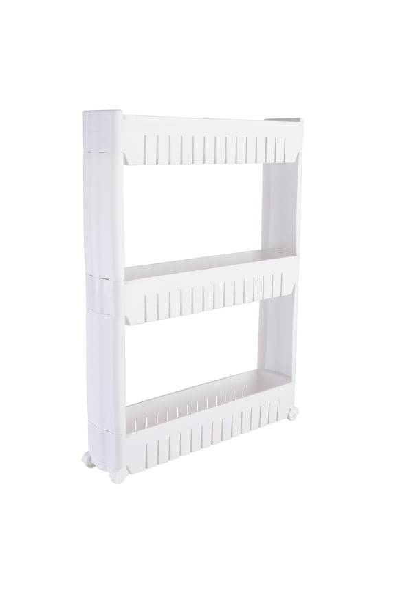 3 Tier Slim Plastic Slide Out 21.4" L  Storage Cart in White