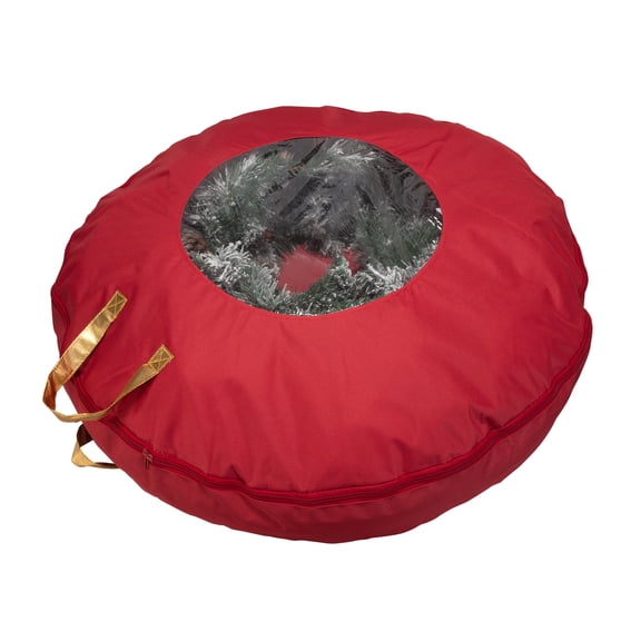 Simplify 36-inch Fabric Wreath Storage Bag in Red