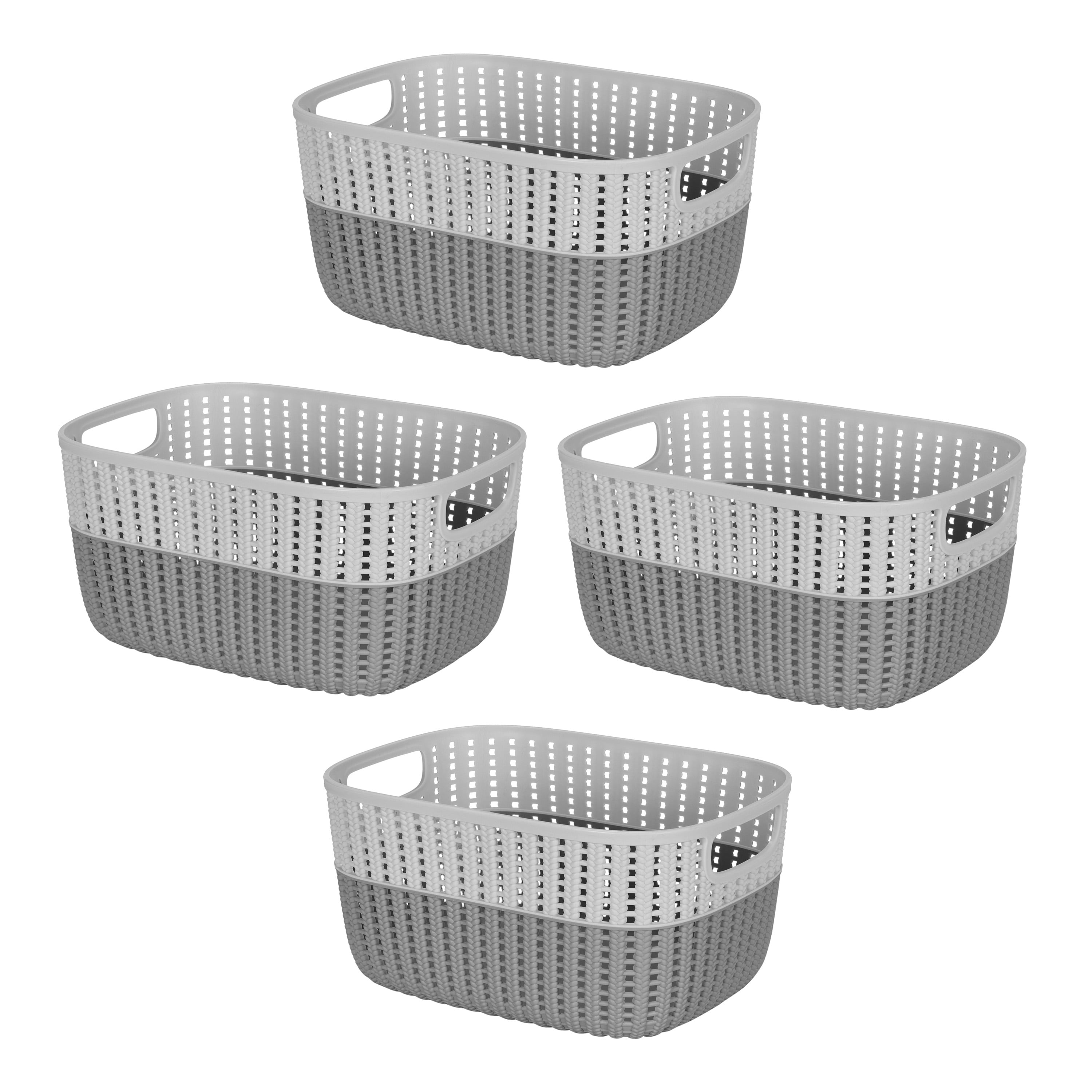 Simplify 4 Pack 2-Tone Storage Basket in Grey
