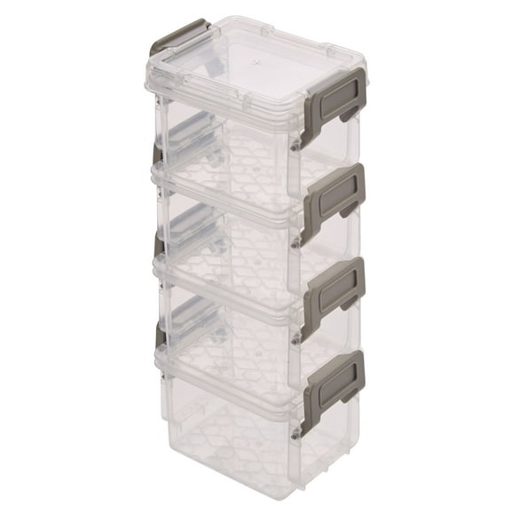Simplify 4 Pack 5oz Stackable Clear Storage Boxes with Grey Lid