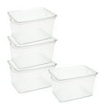 thumbnail image 1 of Simplify 4 Pack Large Plastic Lidded Storage Bin, Clear, 1 of 10
