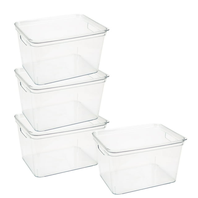 Simplify 4 Pack Large Plastic Lidded Storage Bin, Clear - Walmart.com