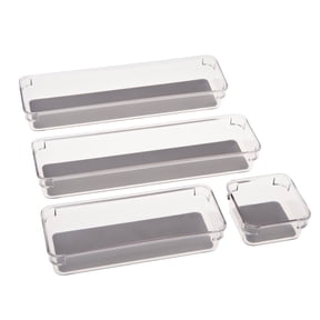 Simplify 4 Pack Multipurpose Clear Drawer Organizers