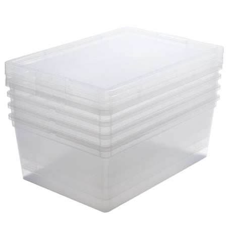 Simplify 4 Pack Plastic Stackable Storage Bins with Lids in Clear