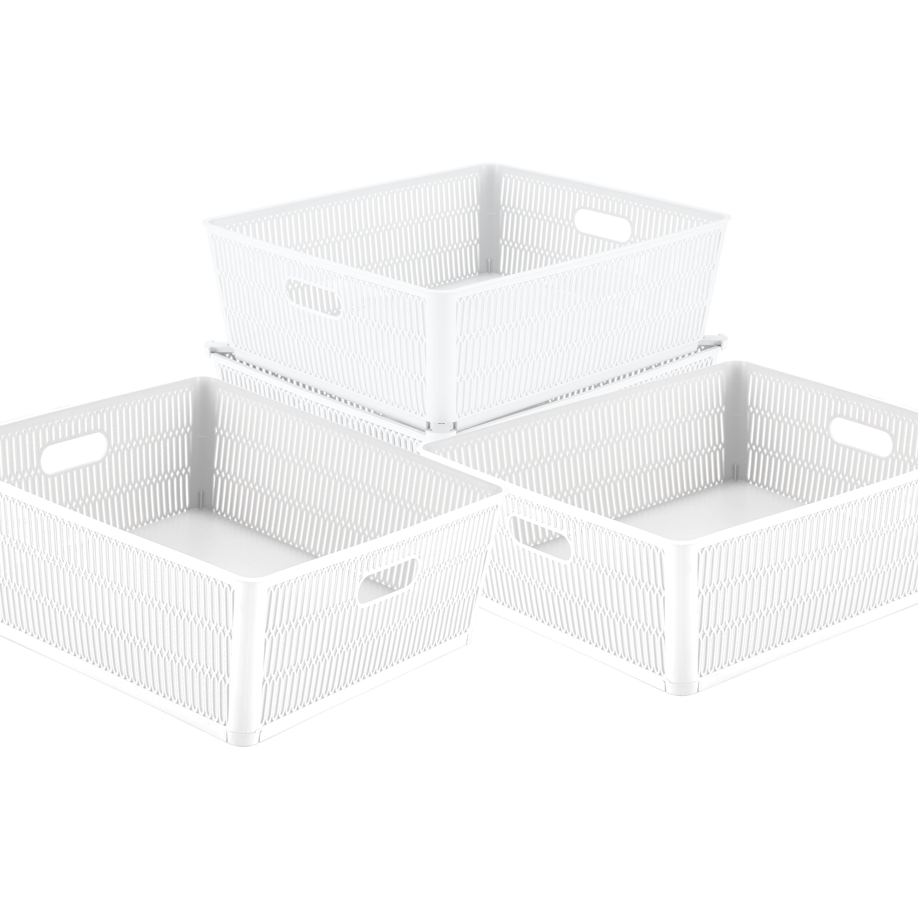 Eslite Plastic Storage Baskets for Organizing,11.42X9X4.7,Pack of 4  (White)