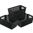thumbnail image 1 of Simplify 4 Pack Slide 2 Stack It Small Plastic Storage Tote Baskets, Black, 1 of 9