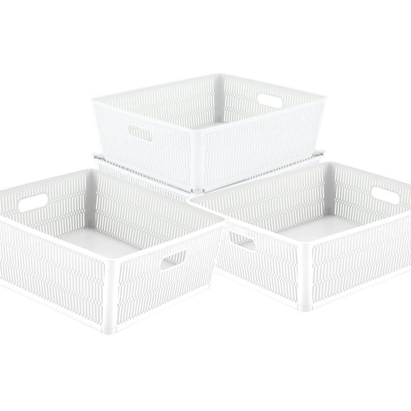 Simplify 4-Pack Slide-2-Stack It Storage Baskets in White