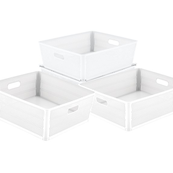 Simplify 4-Pack Slide-2-Stack It Storage Baskets in White