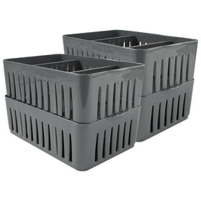 Simplify 4 Pack Stackable Plastic Organizer Baskets with Dividers in Gray