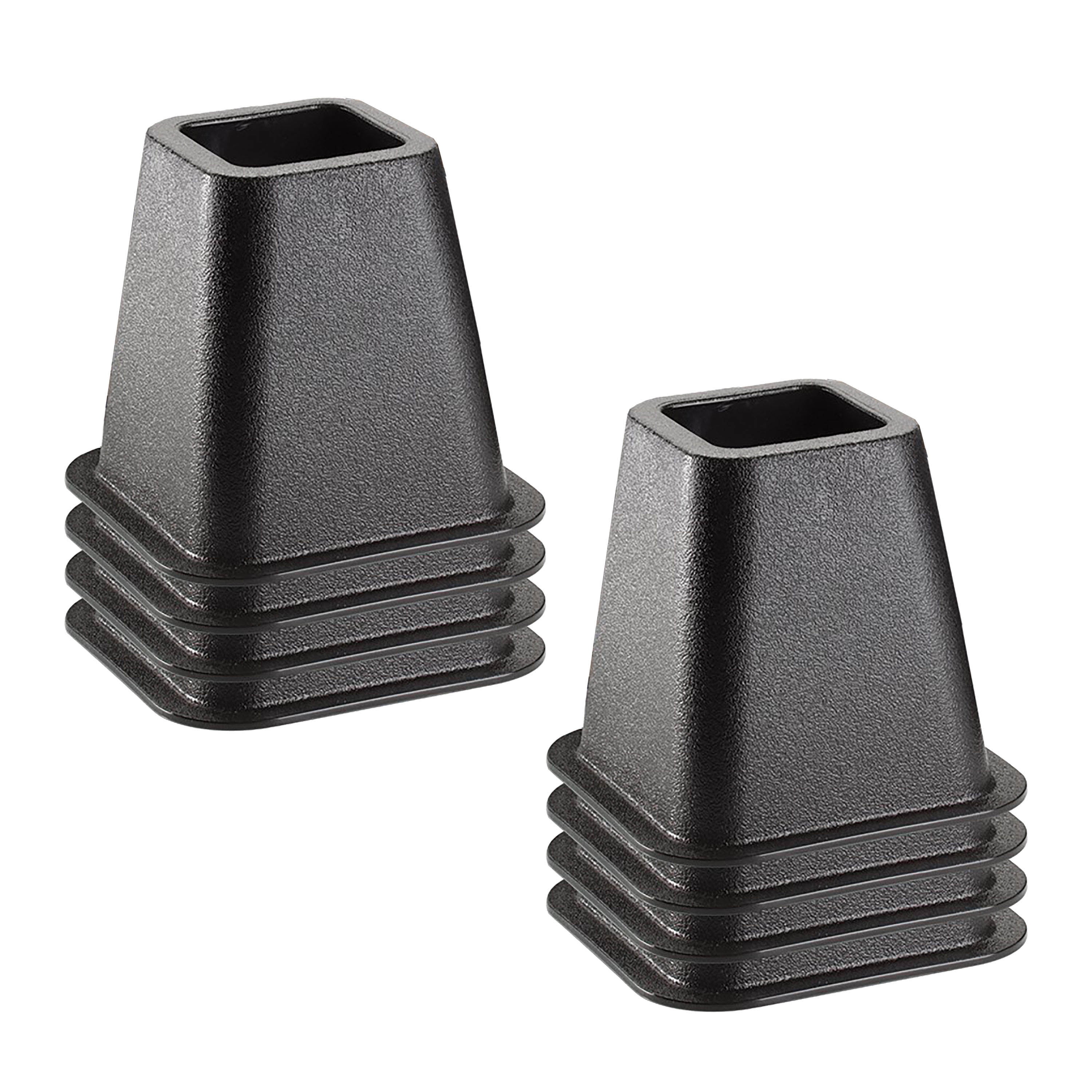 Simplify Black Durable Plastic 6'' Bed Risers Set of 8