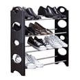 thumbnail image 1 of Simplify 4 Tier Stackable 12 Pair Shoe Rack in Black, 1 of 6