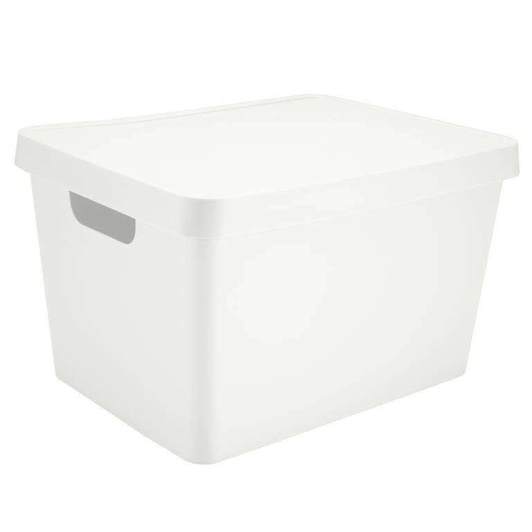 Simplify 5.61 gal Large Plastic Vinto Storage Boxes, White