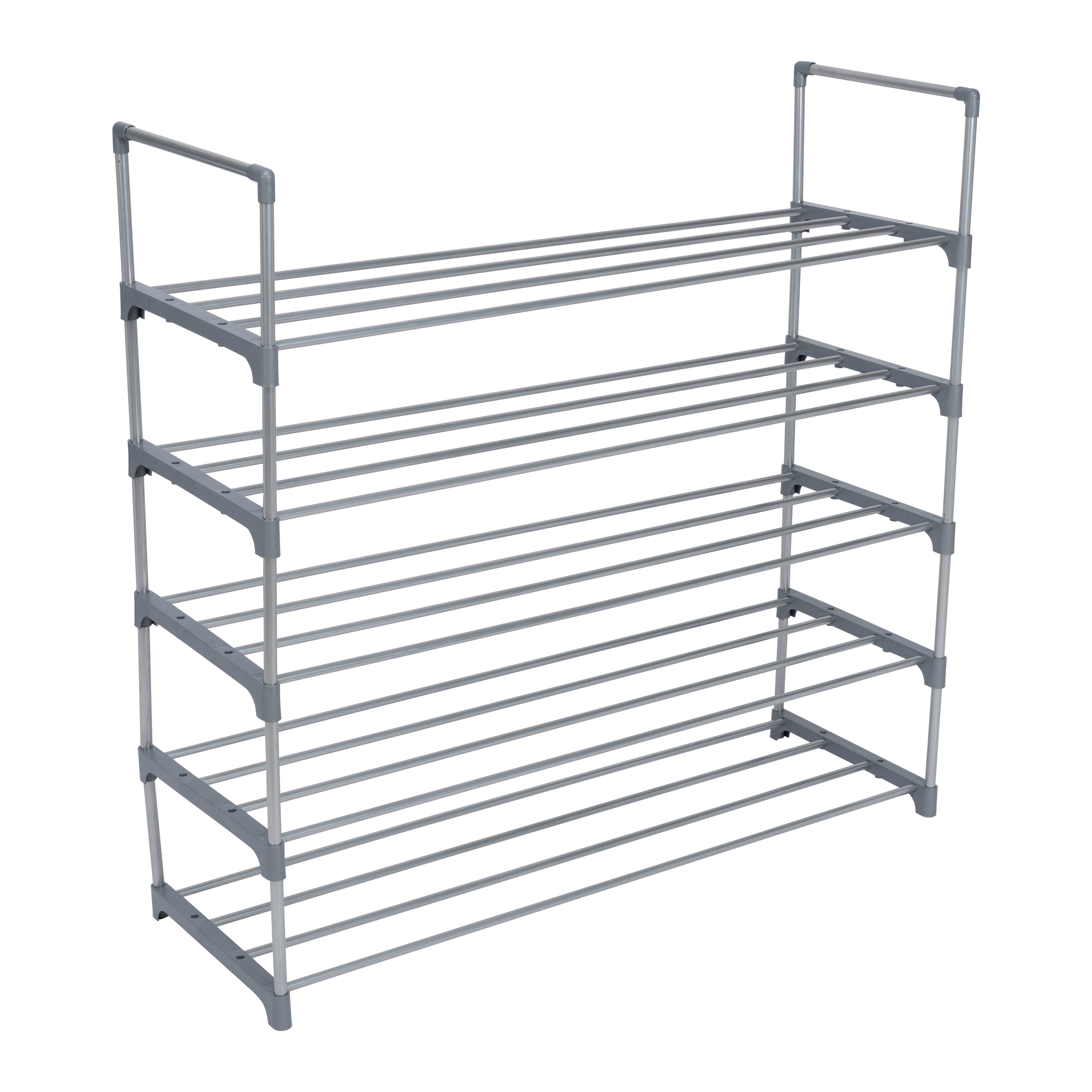 Simplify 5 Tier Stackable 20 Pair Shoe Rack Grey Walmart