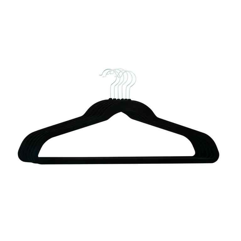 17” T-Shirt Weight Plastic Shirt Hanger, Black with Black Hook