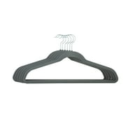 Simplify 6 Pack Extra Wide Plastic, Fabric, Metal Clothing Hanger, Grey