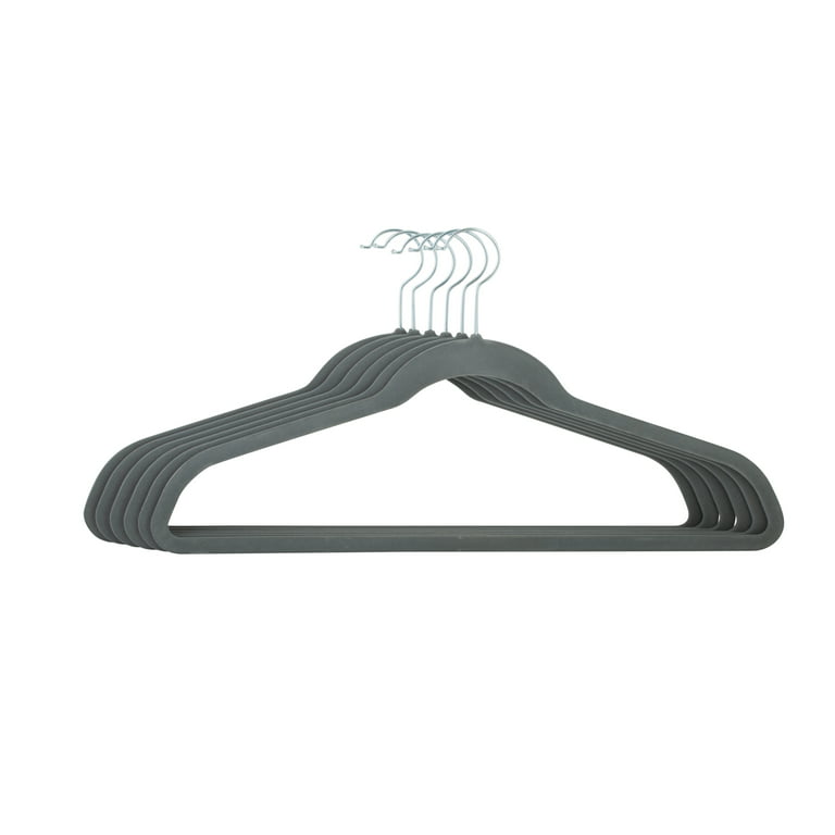 Simplify Extra Wide 21 Velvet Coat Hanger, 6 Pack: Grey