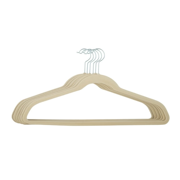 Simplify 6 Pack Extra Wide Plastic, Fabric, Metal Clothing Hanger, Ivory