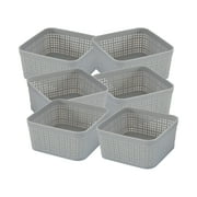 Simplify 6 Pack Plastic Organizing Storage Basket Set in Grey