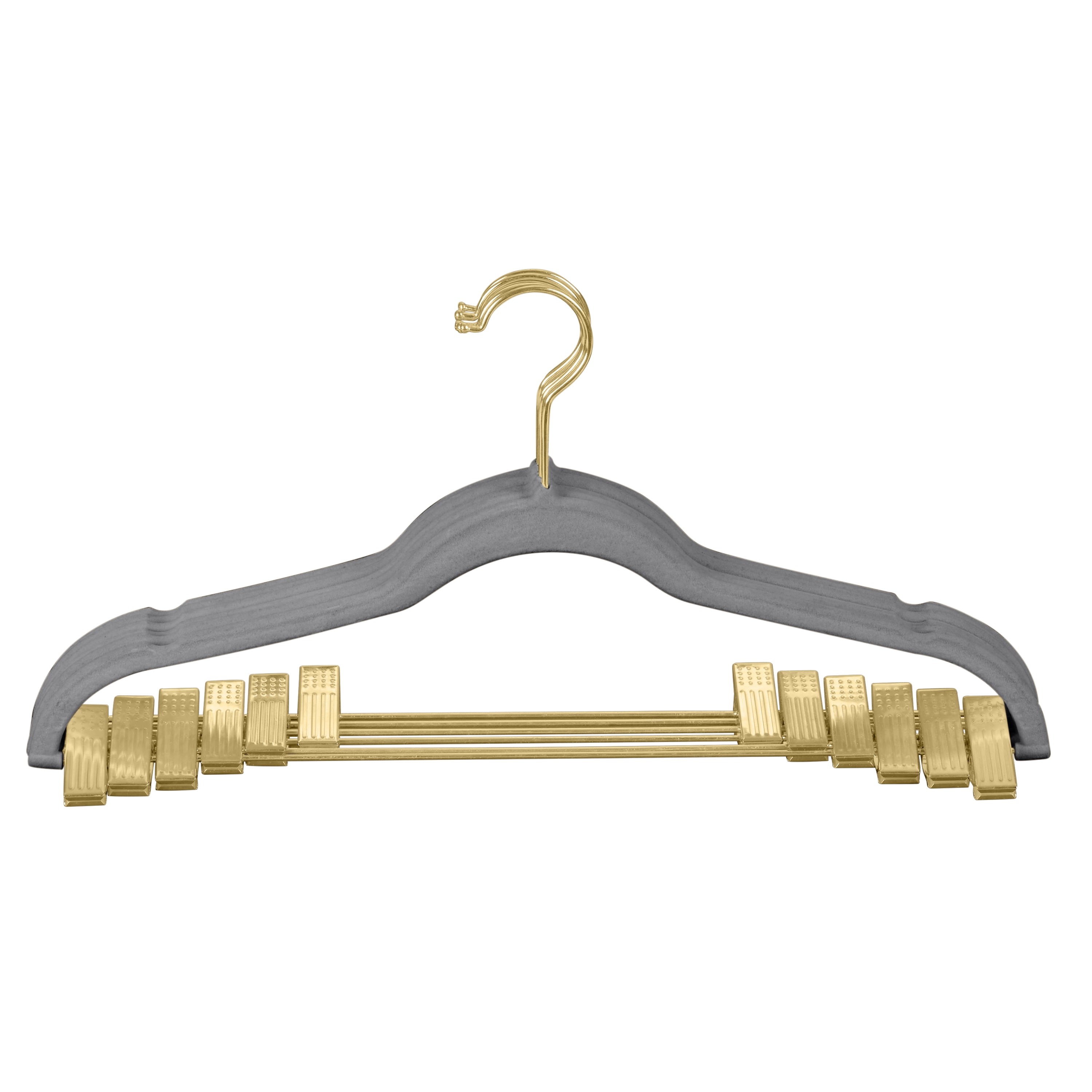 Simplify 6 Pack Velvet Hangers with Clips in Grey