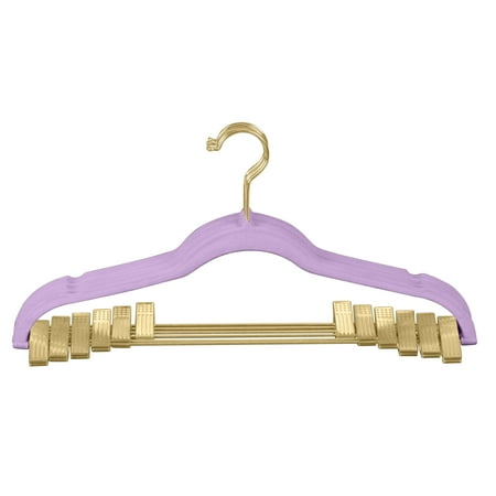 Simplify 6 Pack Velvet Hangers with Clips in Lavender