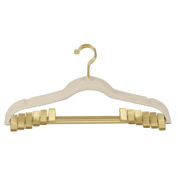 Simplify 6 Pack Velvet Hangers with Clips in Taupe