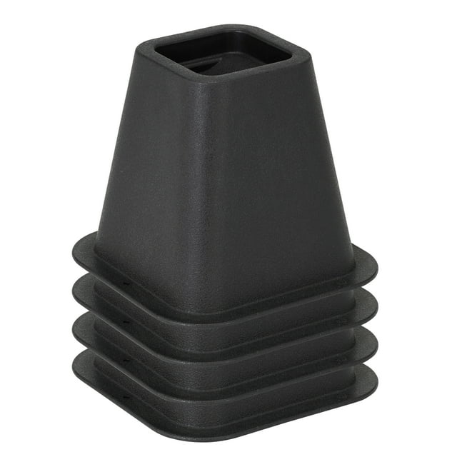 Simplify 6 inch Plastic Bed Risers with Wheel Caster Stabilizer, Black ...