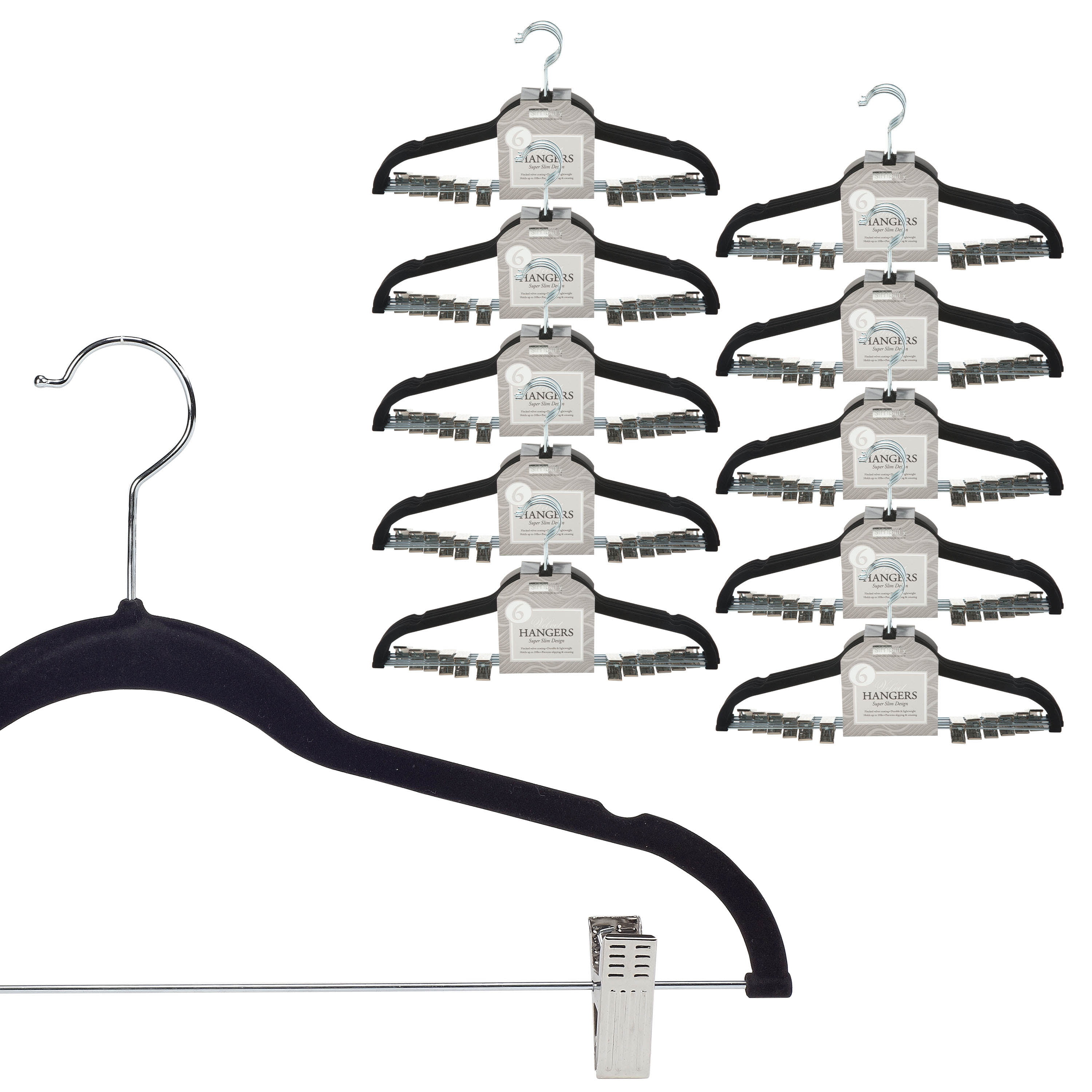 Simplify 6-Pack Children's Velvet Hangers Ivory