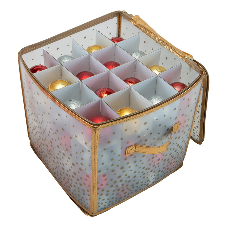 Simplify 64-Count Plastic Ornament Organizer Storage Box, Red 