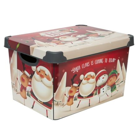 Simplify 7.48 Gallon Santa Clause Is Coming to Town, Plastic Storage Bins, Multi-color