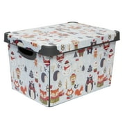 Simplify 7.48 Gallon Woodland Winter Design Storage Tote Bin