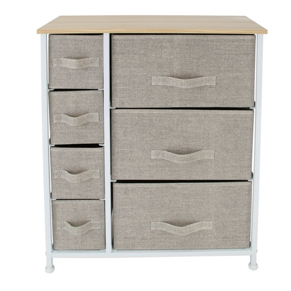 Simplify 7 Drawer Storage Dresser in Beige
