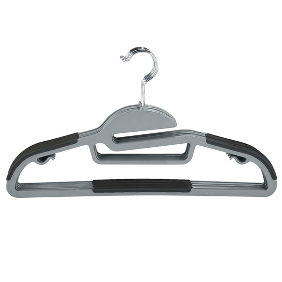 Simplify 8 Pack Razor Thin Plastic Non-Slip Suit and Shirt Hanger with Tie Bar, Grey