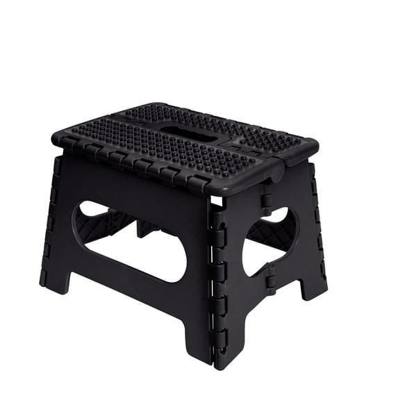 Simplify 9" Anti-Skid Folding Single-Step Stool in Black Polypropylene