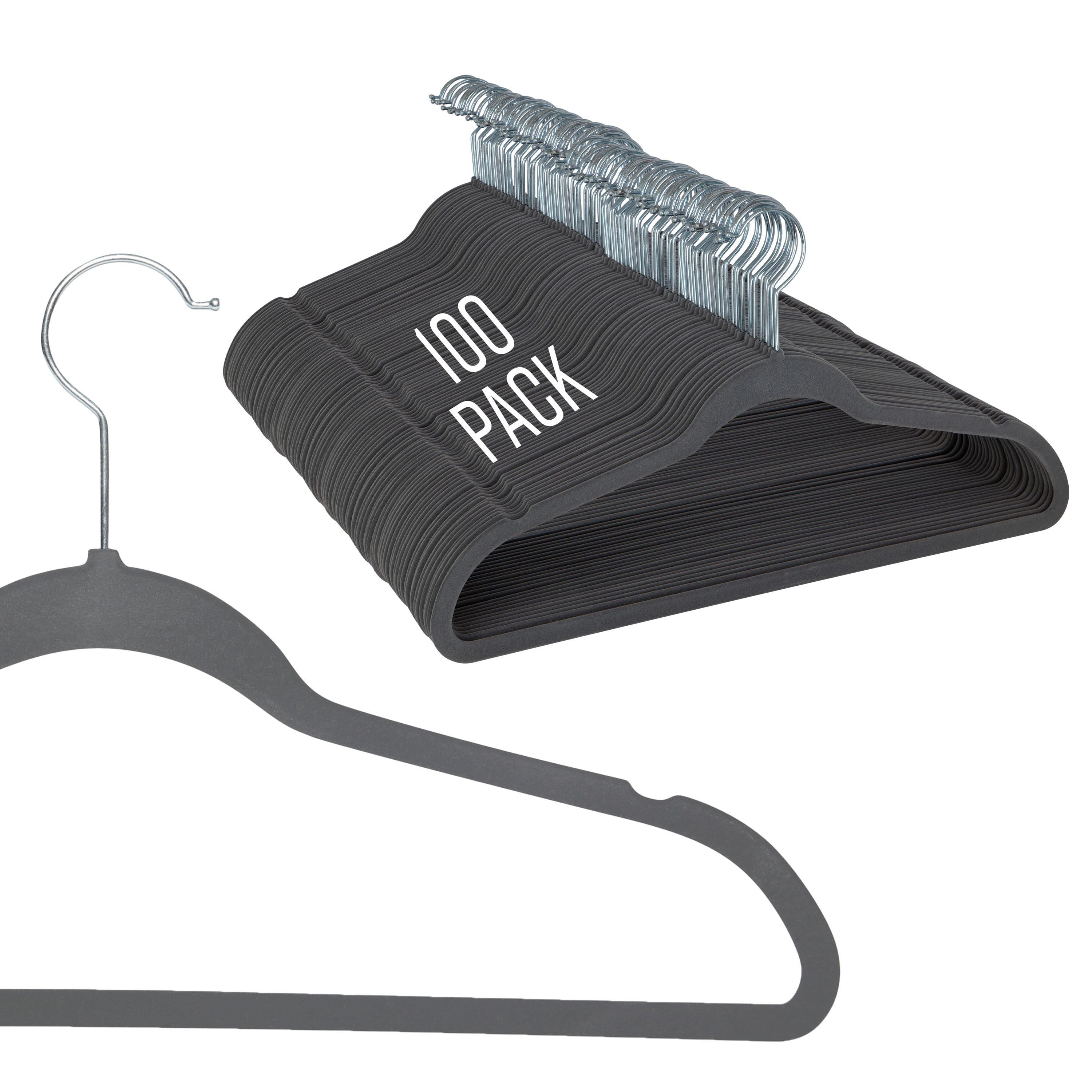 Simplify Adult 100 Pack Slim Velvet Suit Hangers in Grey