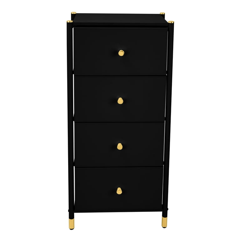 Simplify Adult 4 Drawer Luxury Dresser, Black, Durable Steel
