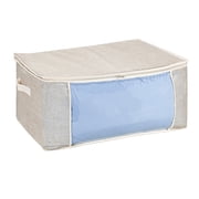 Simplify Faux Jute Blanket Storage Bag with See-Through Window Display