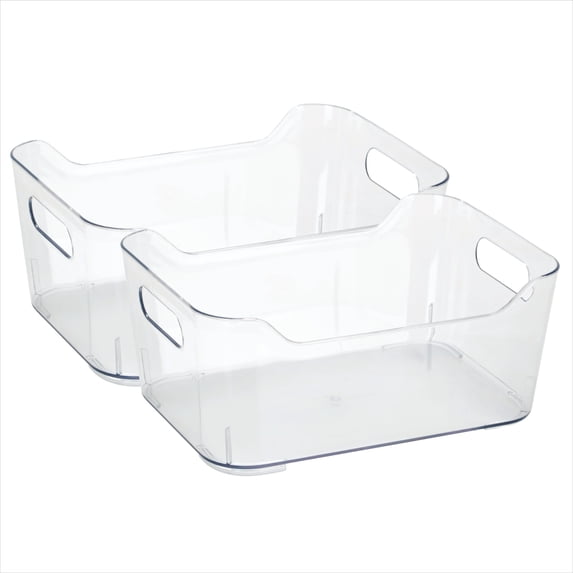 Simplify Built-in-Handles Plastic Storage Basket, 2 Pack, Clear