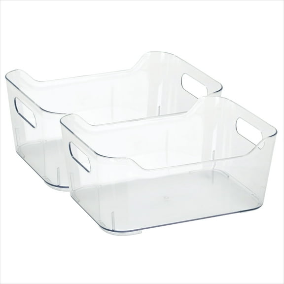 Simplify Built-in-Handles Plastic Storage Basket, 2 Pack, Clear