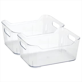 Simplify Built-in-Handles Plastic Storage Basket, 2 Pack, Clear