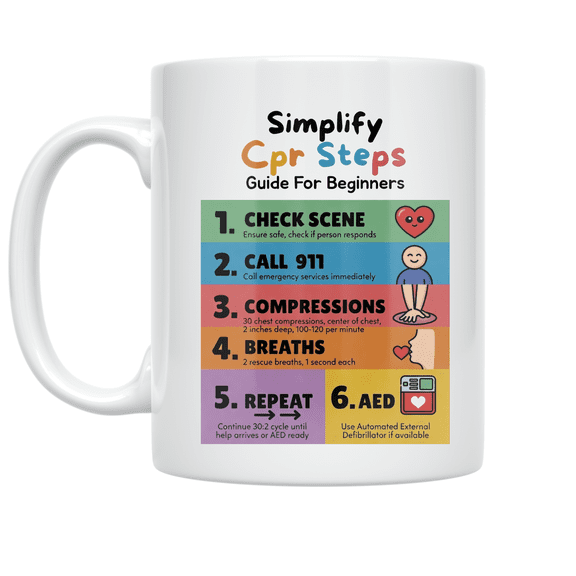 Simplify CPR Steps Guide for Beginners - CPR Training Enthusiast - 11 oz Ceramic Coffee Mug