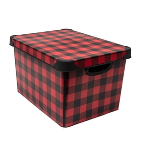 Simplify Checkered Black and Red Storage Tote Bin