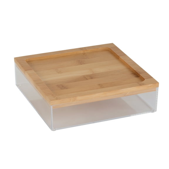 Simplify Clear Bamboo Lidded Cosmetic and Jewelry Organizer