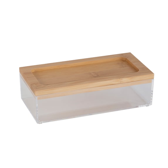 Simplify Clear Jewelry and Cosmetic Organizer Box with Bamboo Lid