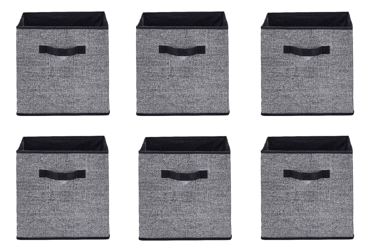Simplify Collapsible Fabric Storage Basket Cube, Black, 6 Pack