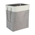 thumbnail image 1 of Simplify Collapsible Large Polyester Laundry Hamper with Rope Handles, Gray and Beige, 1 of 8